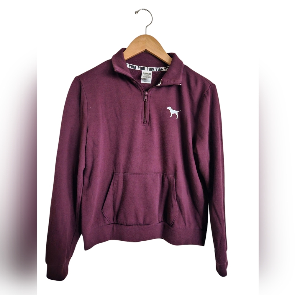 PINK Victoria's Secret Quarter-zip Pullover Plum Sweatshirt Size M